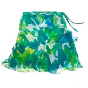 Silk fairy skirt watercolor print blue and green by Edward